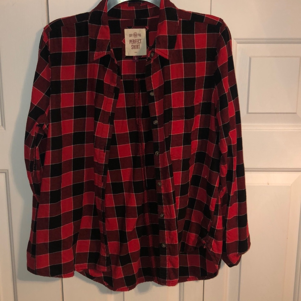 Red and black button down flannel